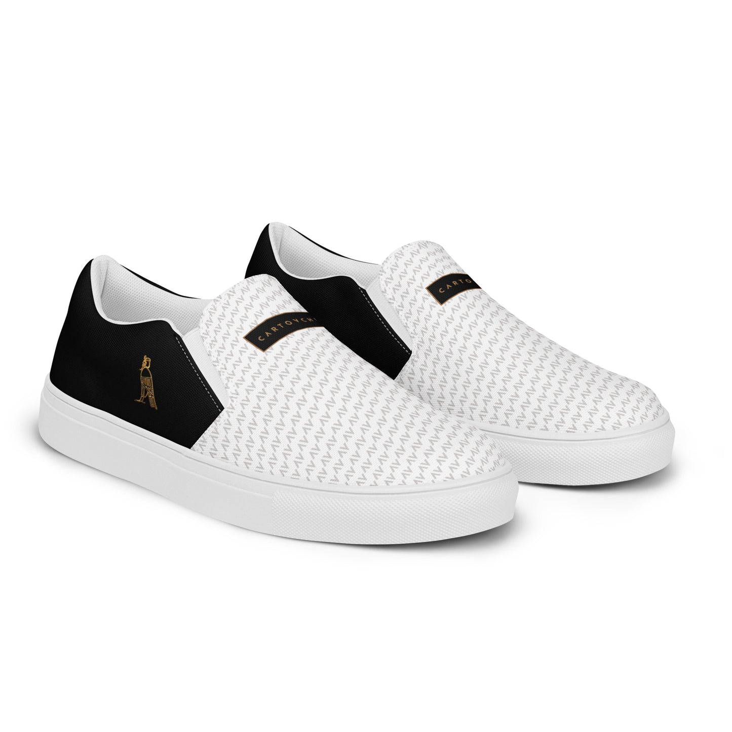 Men’s Slip-On Canvas Shoes | 'Cartovche Ramesses' (White & Black)