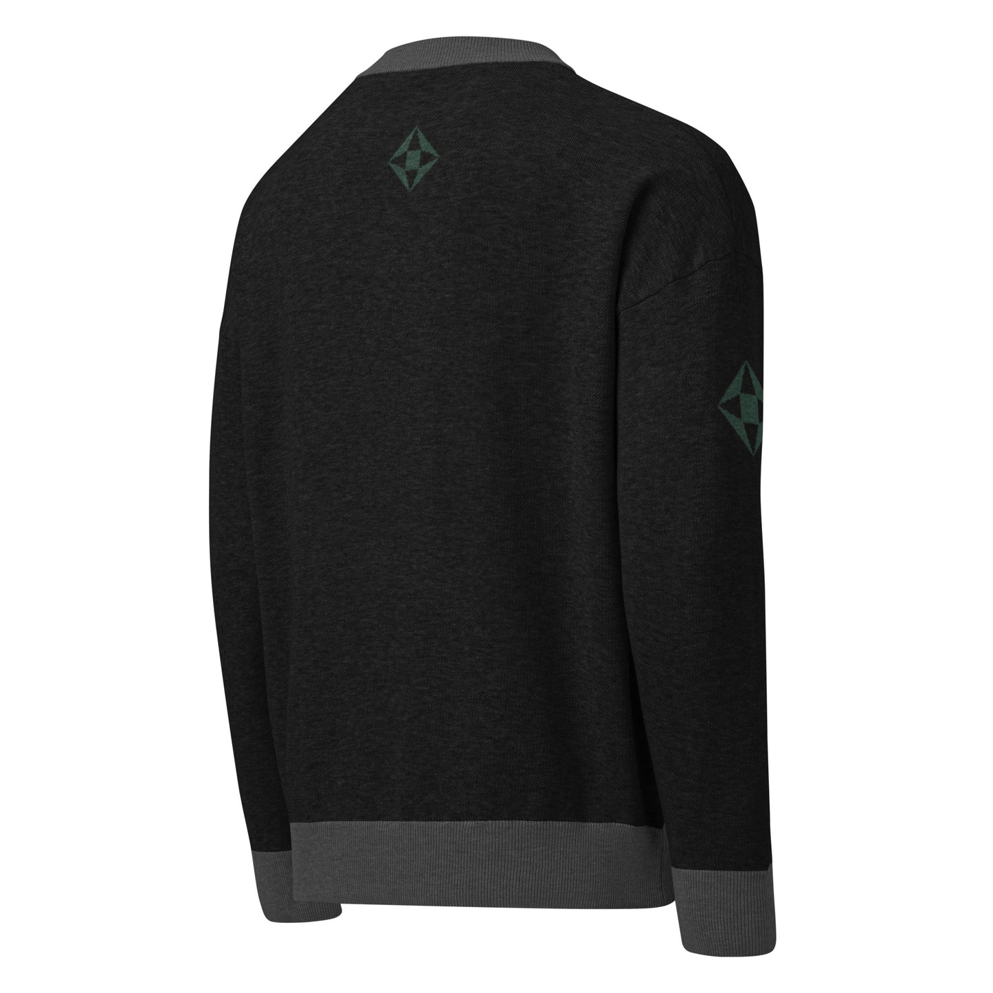 Relaxed Fit Knitted Crew Neck Sweater (Black & Charcoal)