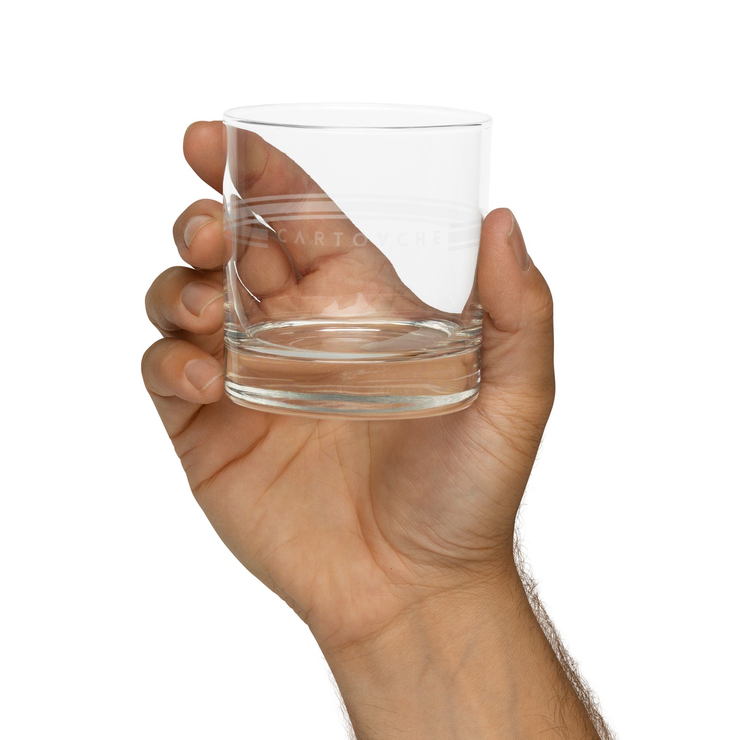 Whiskey Rocks Glass | Cartovche Logo with Striped Band