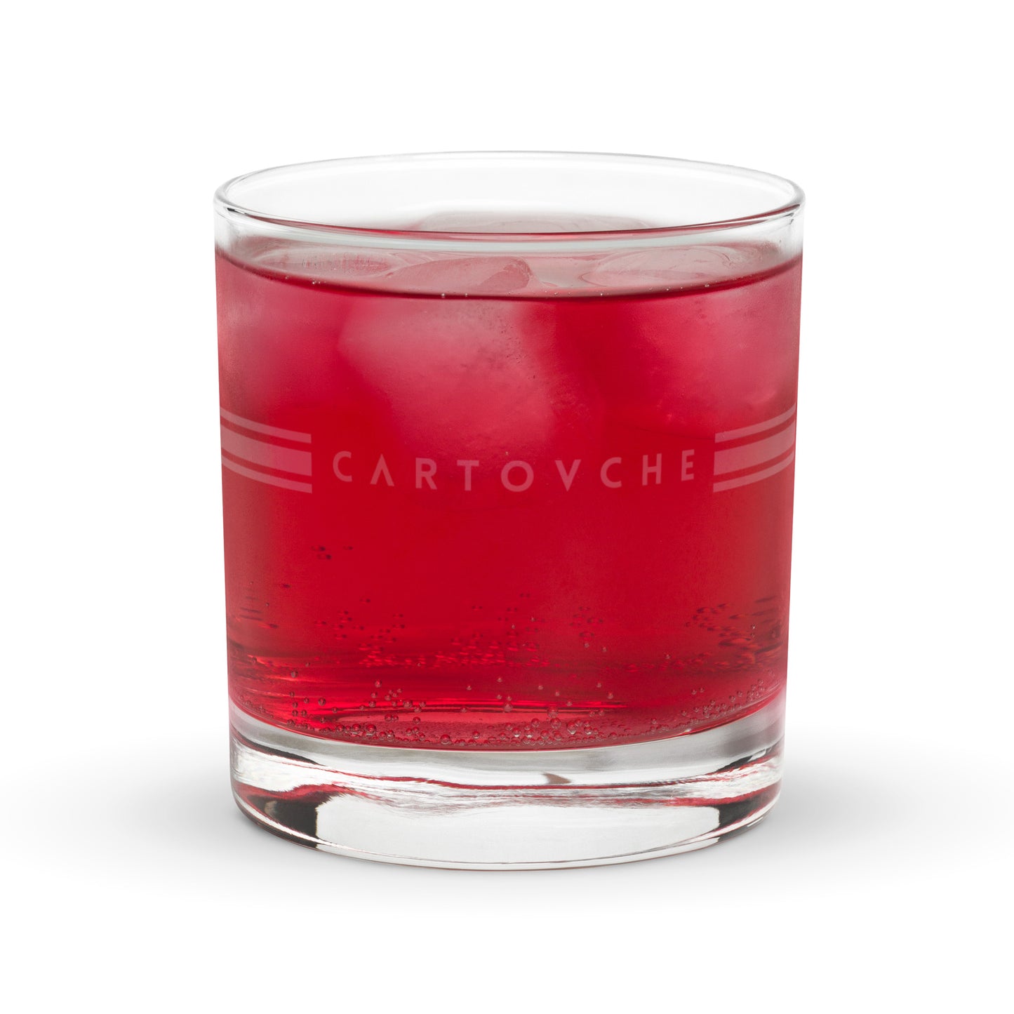 Whiskey Rocks Glass | Cartovche Logo with Striped Band