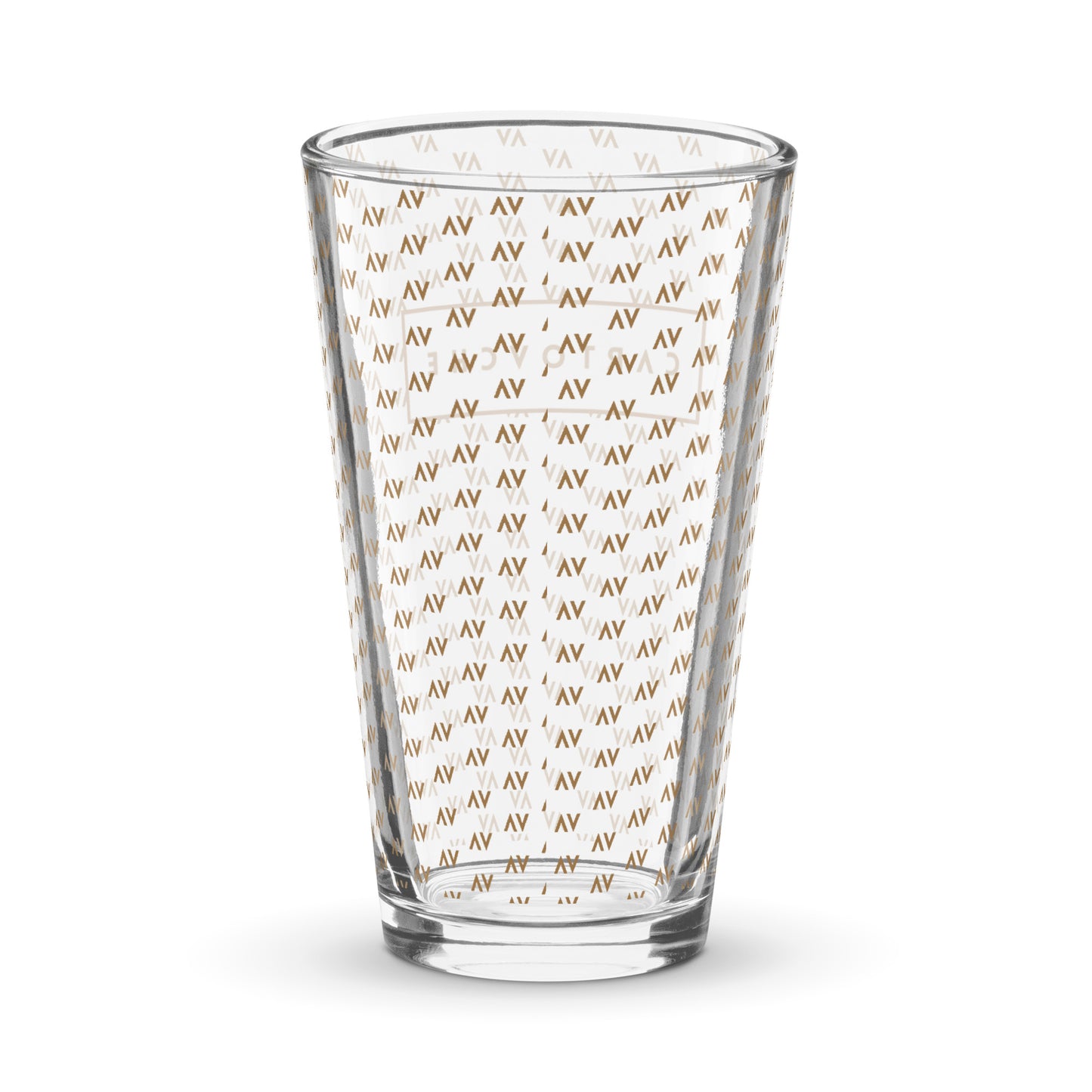 Hand-made Shaker Pint Glass | 'AV' Pattern with White Label Logo