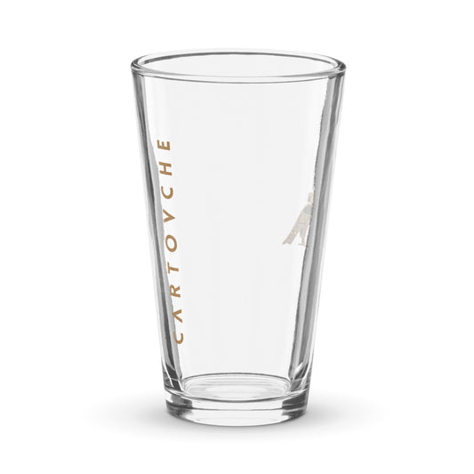 Hand-Made Shaker Pint Glass | Cartovche + Horus Logos