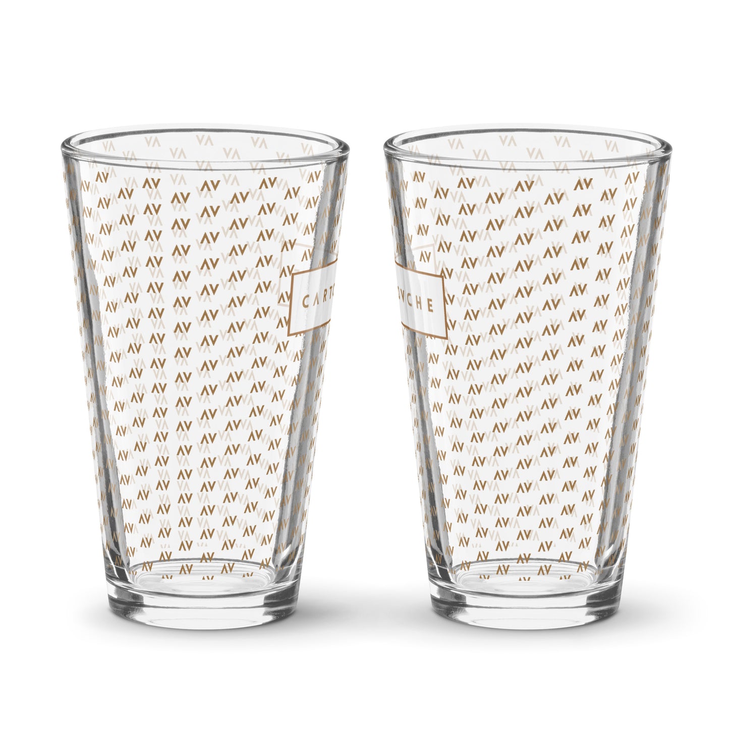 Hand-made Shaker Pint Glass | 'AV' Pattern with White Label Logo
