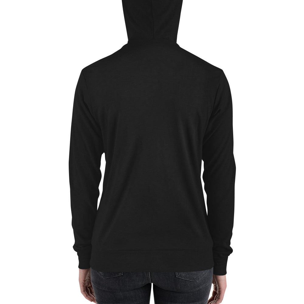 Women's Embroidered Zip Up Lightweight Hoodie (Solid Triblend Black)