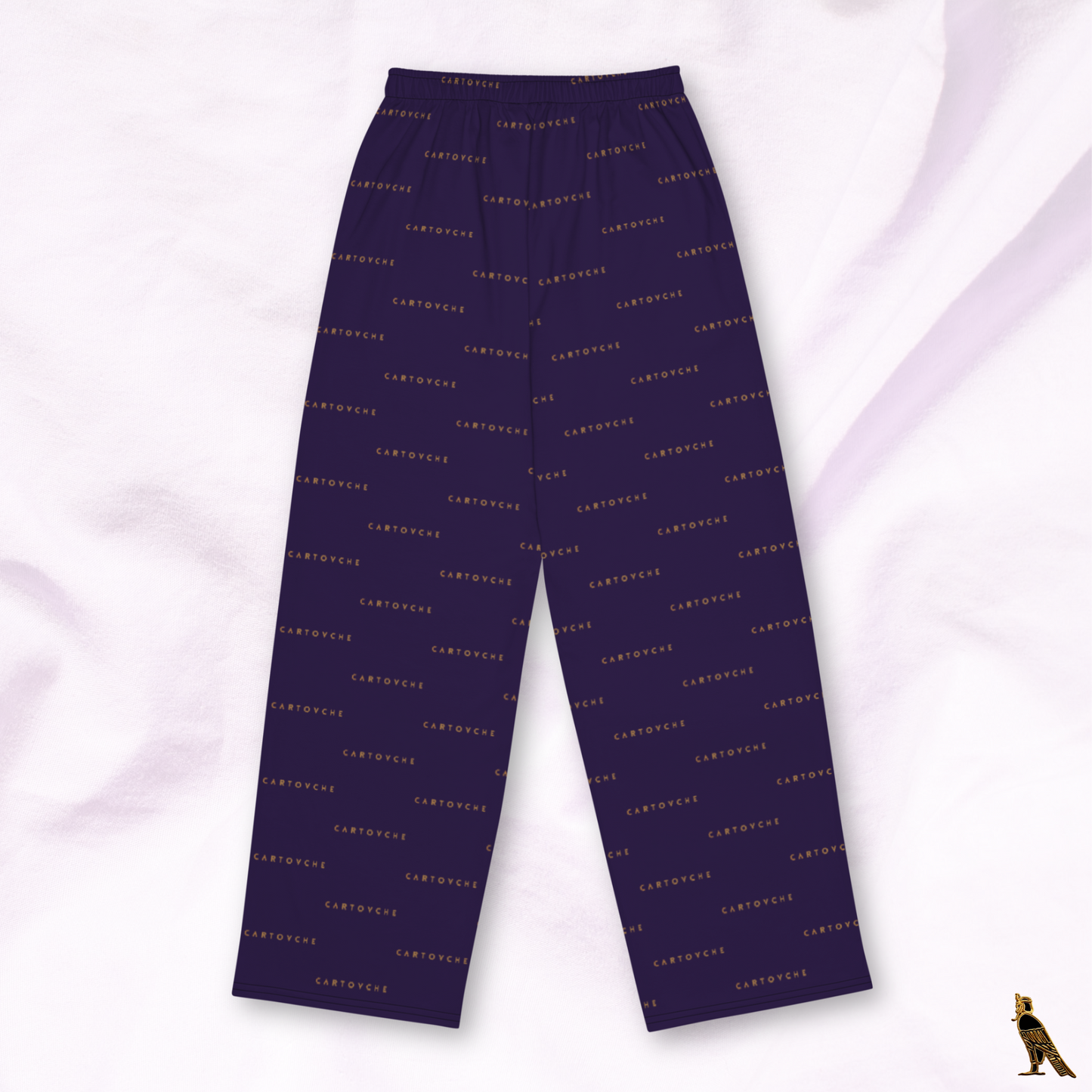 Navy Lounge Pants - All-Over Gold 'Cartovche' Logo | Loungewear