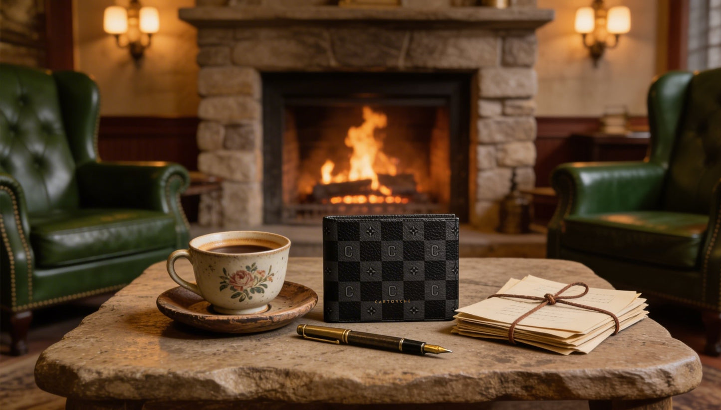 Men's Nappa Leather Wallet (Black & Grey Monogram)