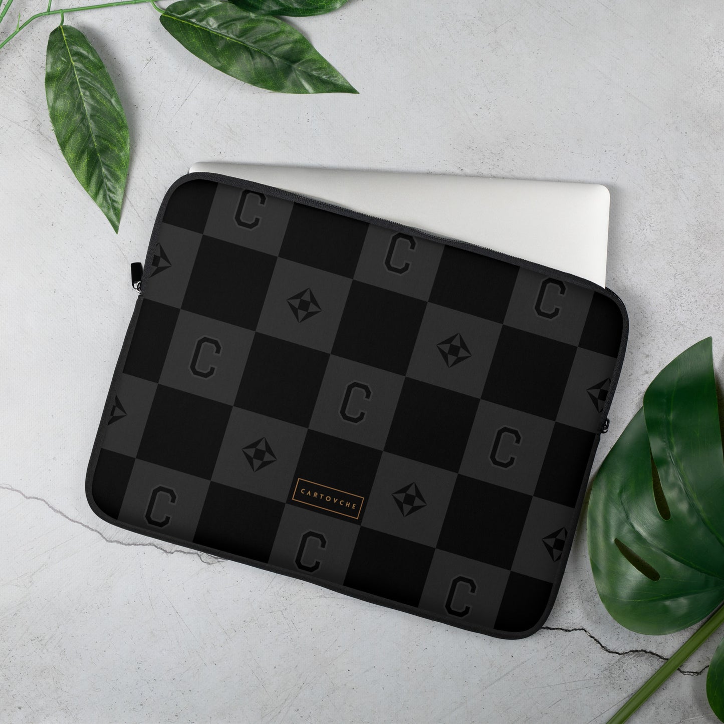 Neoprene Laptop Sleeve | Black & Grey Monogram
